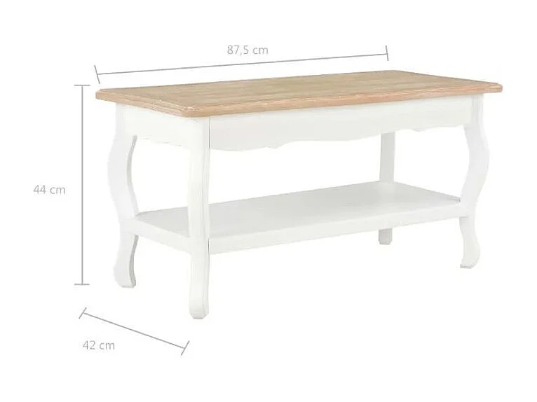 Table basse rectangulaire bois blanc et pin massif clair Pamela