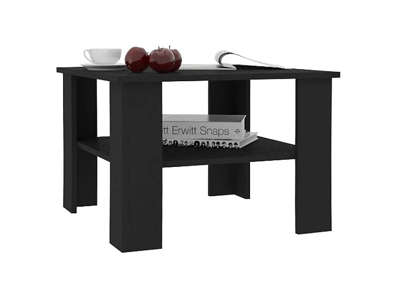 Table basse carrée 1 étagère bois noir Modra