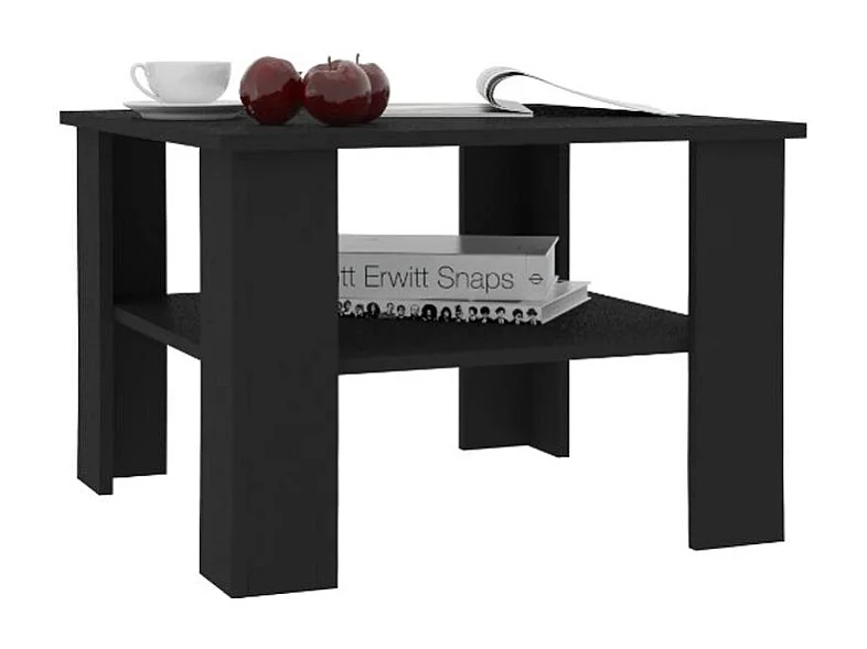 Table basse carrée 1 étagère bois noir Modra