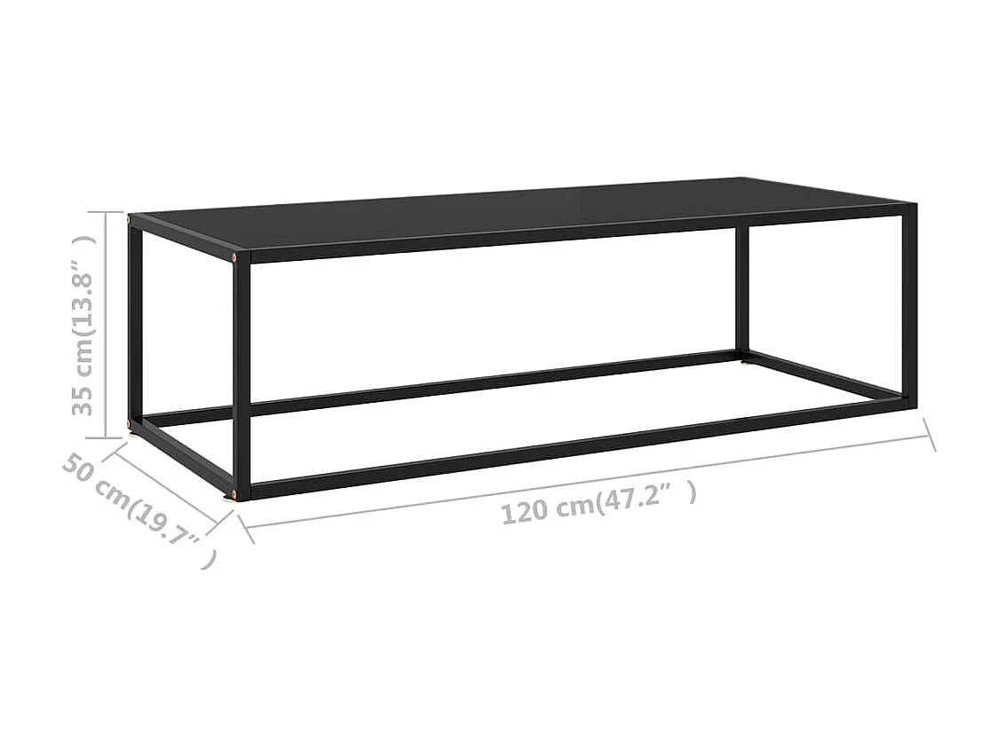 Table basse Noir avec verre noir 120x50x35