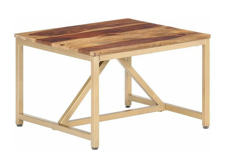 Table basse bois massif clair et pieds métal doré Antem 60cm