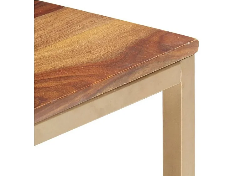 Table basse bois massif clair et pieds métal doré Antem 60cm