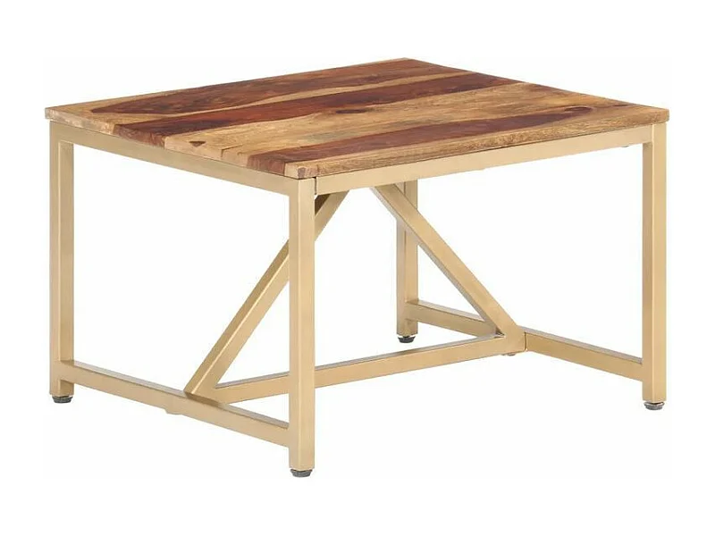Table basse bois massif clair et pieds métal doré Antem 60cm
