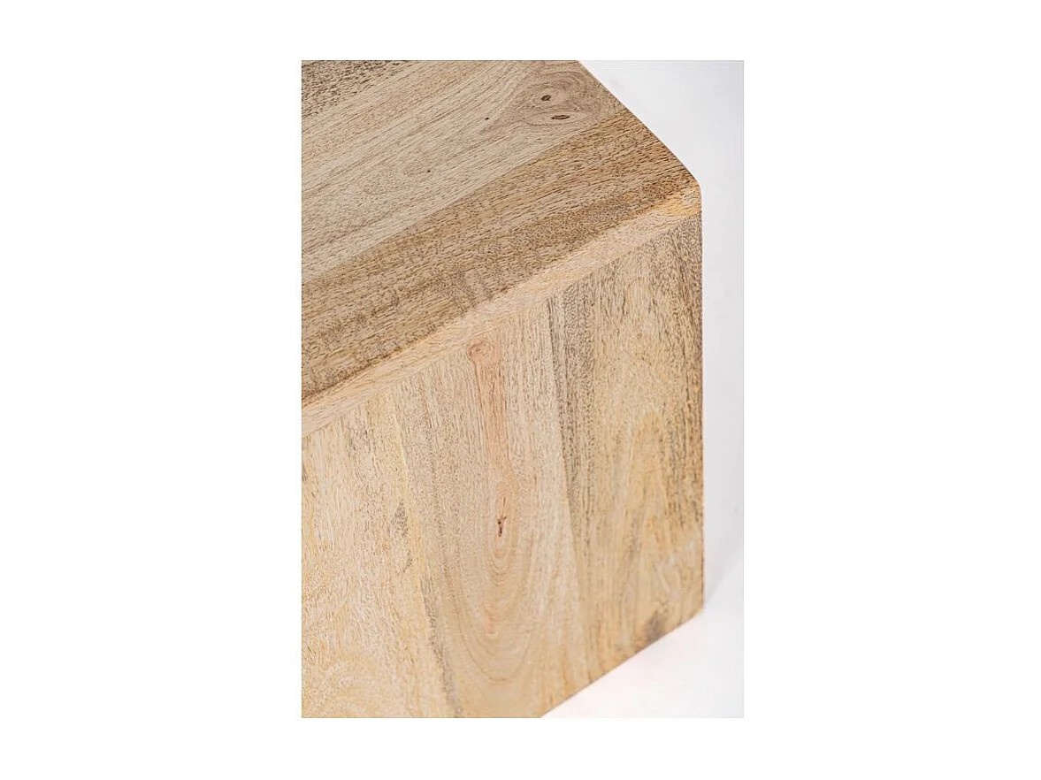 Table basse bois de manguier naturel et pieds acier laiton mat Jonky - Lot de 4