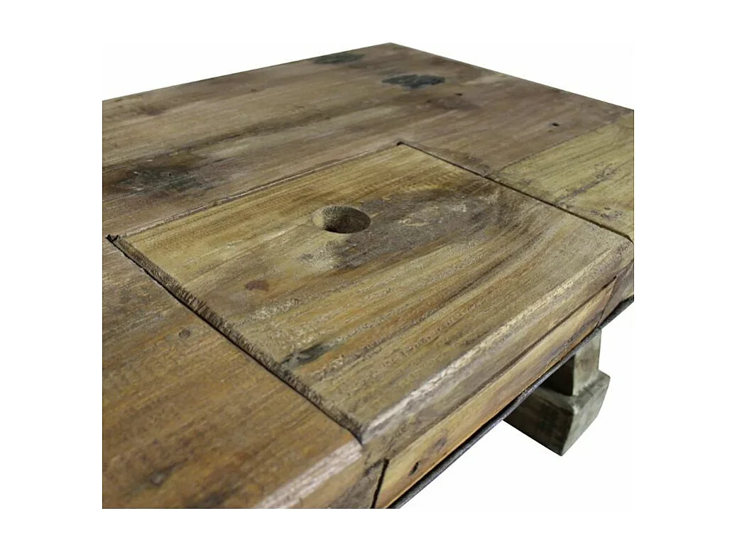 Table basse rectangulaire bois massif recyclé et métal galvanisé Pury