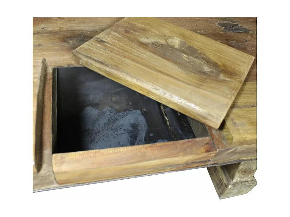 Table basse rectangulaire bois massif recyclé et métal galvanisé Pury