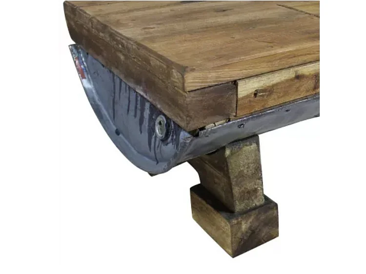 Table basse rectangulaire bois massif recyclé et métal galvanisé Pury