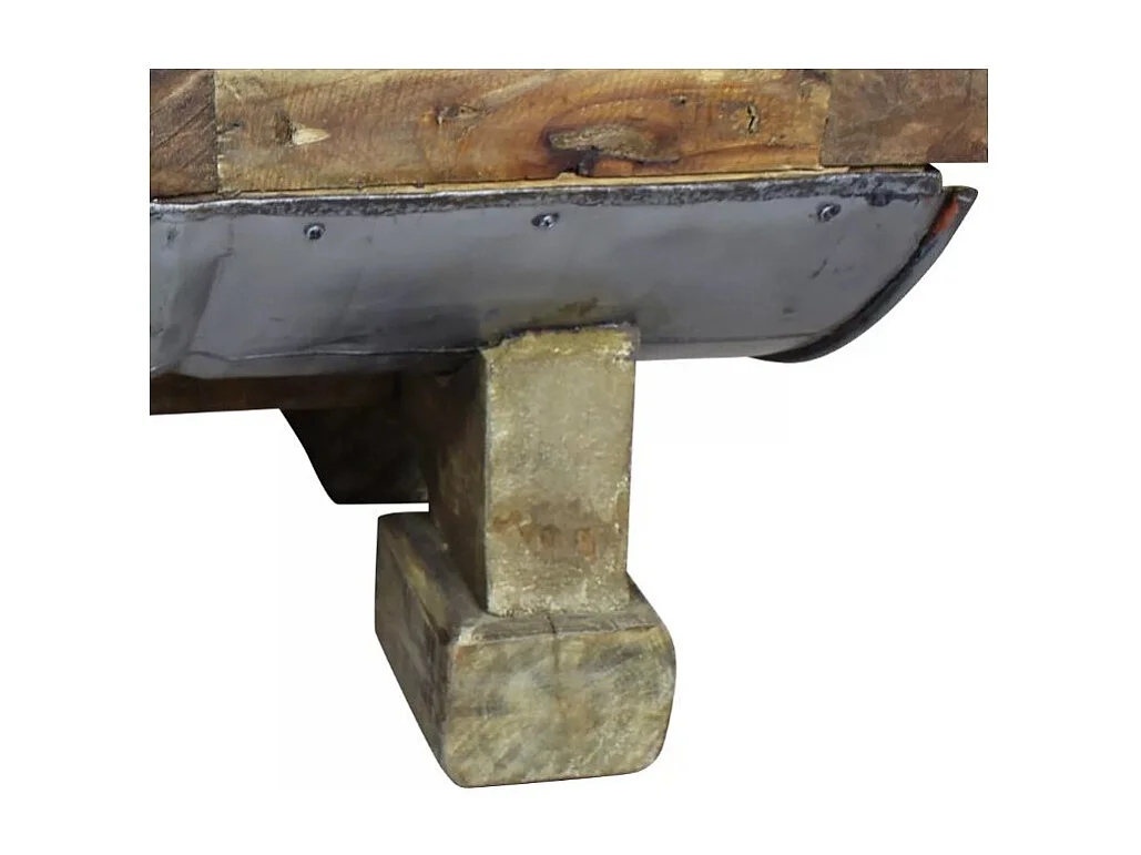 Table basse rectangulaire bois massif recyclé et métal galvanisé Pury