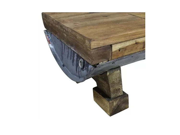 Table basse rectangulaire bois massif recyclé et métal galvanisé Pury