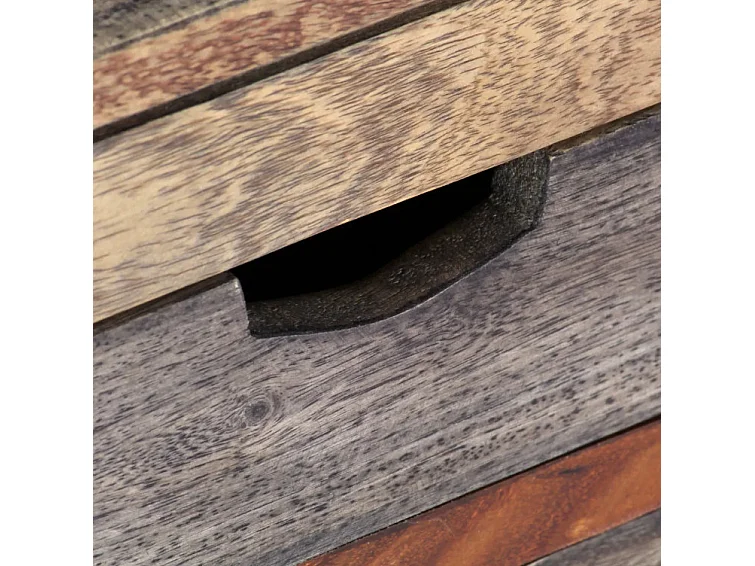 Table basse rectangulaire 6 tiroirs sesham massif foncé Mika