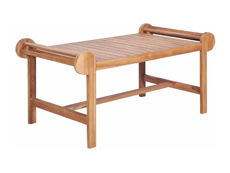 Table basse rectangulaire bouts arrondis teck massif clair Jarko