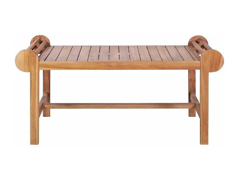 Table basse rectangulaire bouts arrondis teck massif clair Jarko