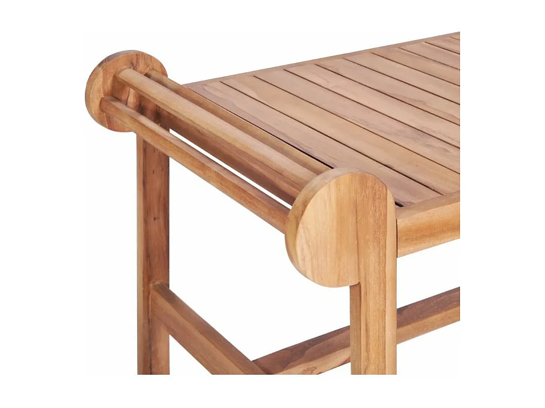 Table basse rectangulaire bouts arrondis teck massif clair Jarko