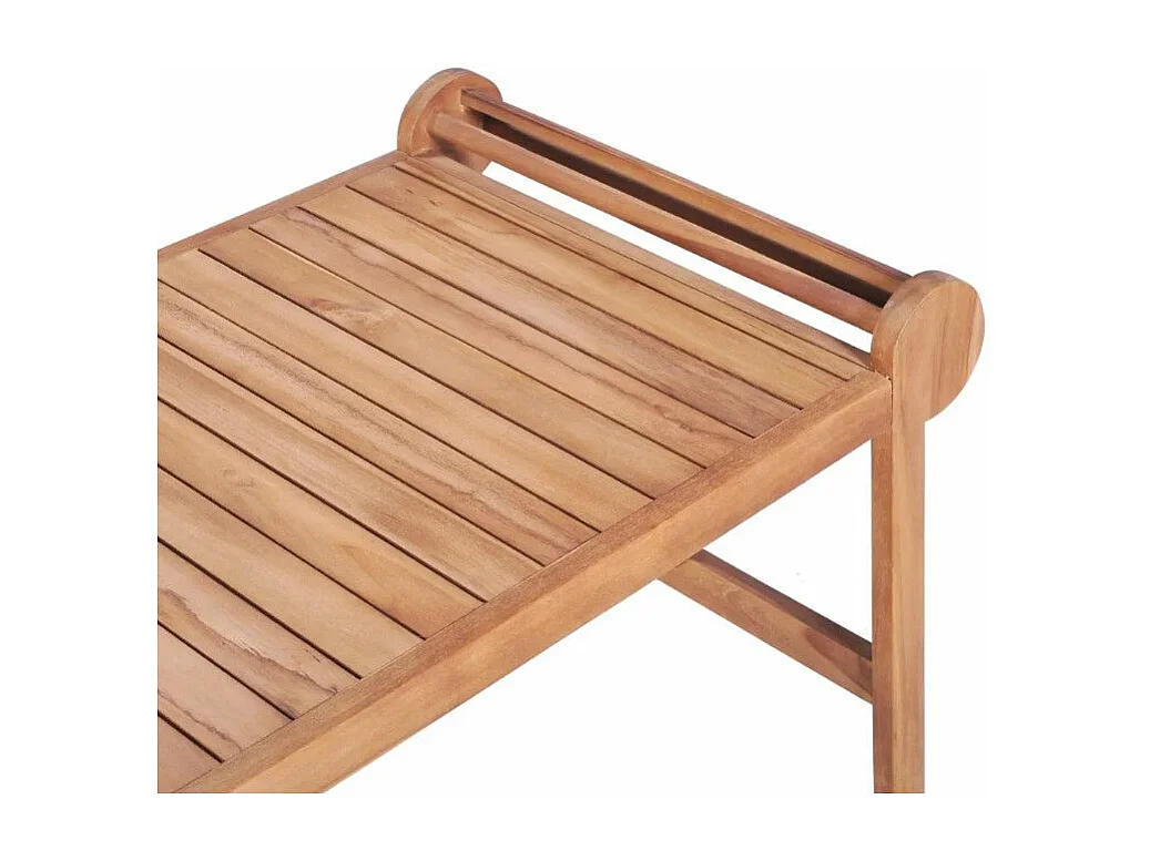 Table basse rectangulaire bouts arrondis teck massif clair Jarko