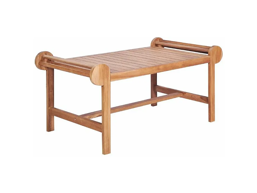 Table basse rectangulaire bouts arrondis teck massif clair Jarko