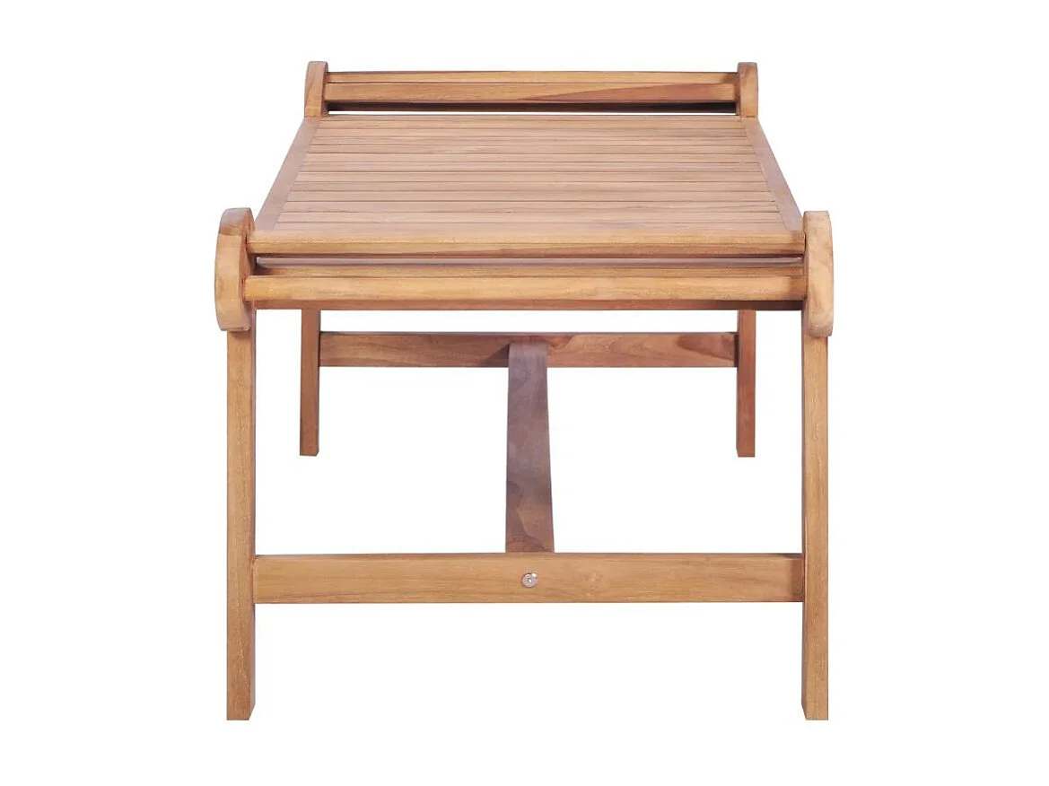 Table basse rectangulaire bouts arrondis teck massif clair Jarko