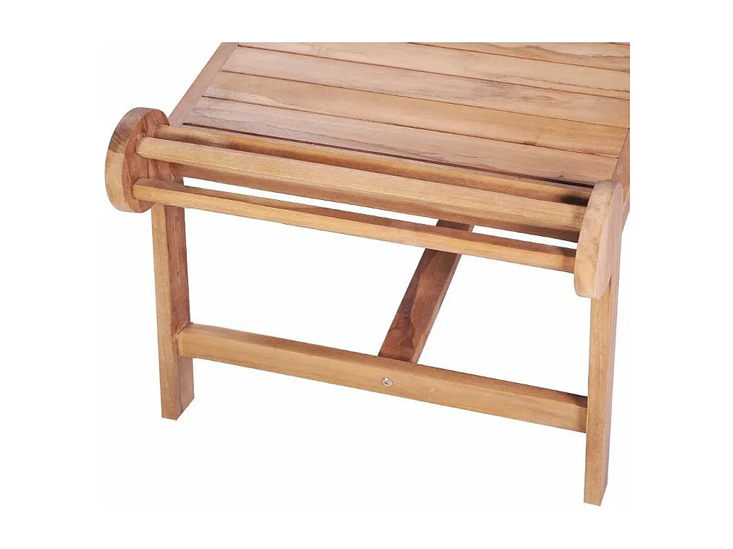 Table basse rectangulaire bouts arrondis teck massif clair Jarko