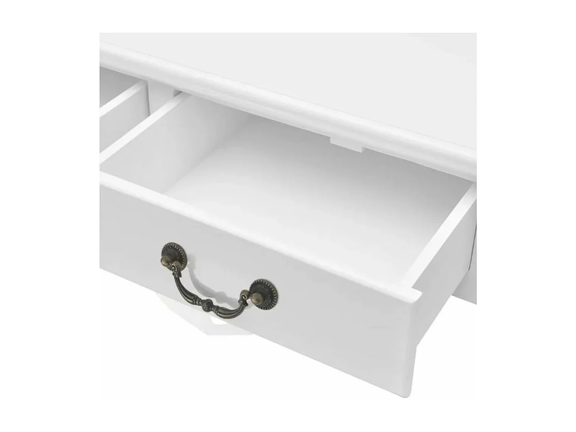 Table basse carrée 4 tiroirs bois et pin massif blanc Frenchy