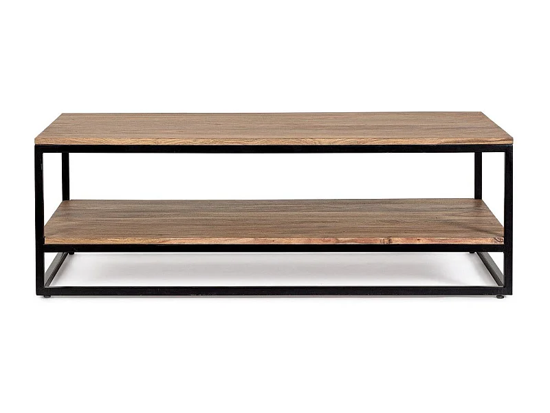 Table basse KLAZIK 118cm bois clair de Sheesham et acier noir