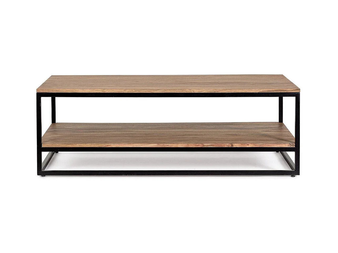 Table basse KLAZIK 118cm bois clair de Sheesham et acier noir