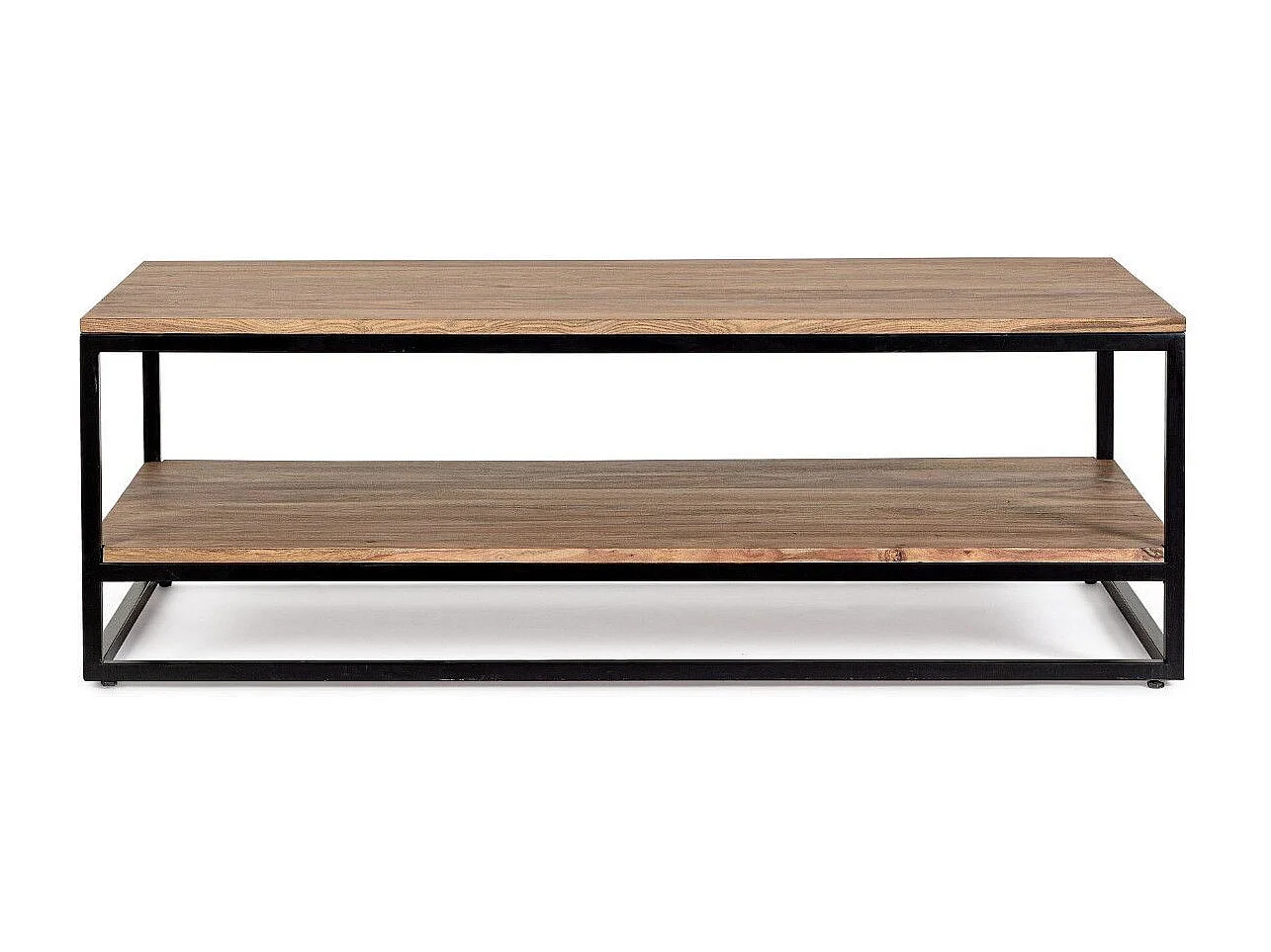 Table basse KLAZIK 118cm bois clair de Sheesham et acier noir