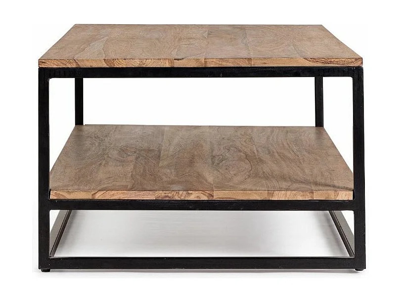 Table basse KLAZIK 118cm bois clair de Sheesham et acier noir