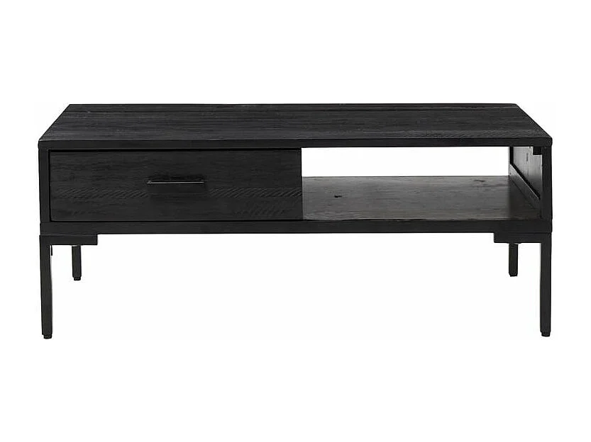 Table basse Noir 90x50x35 Bois de pin massif