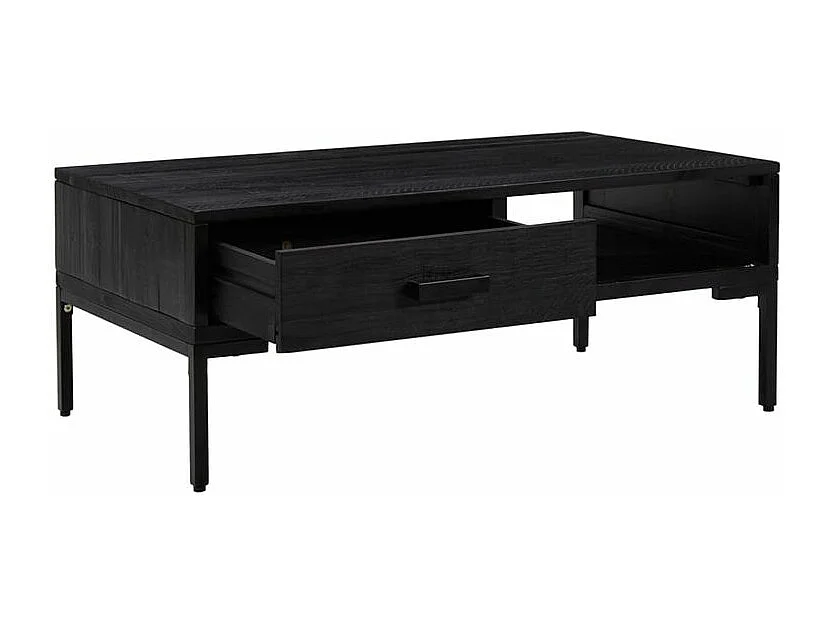 Table basse Noir 90x50x35 Bois de pin massif