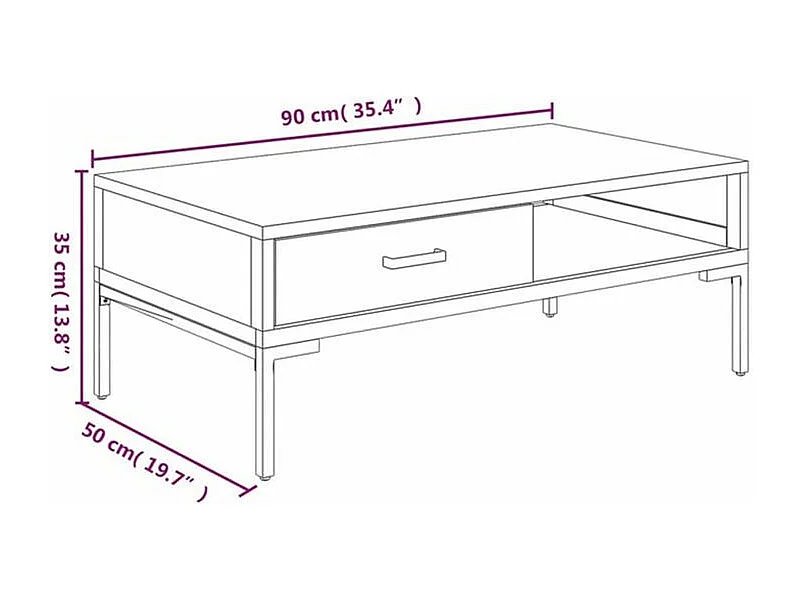 Table basse Noir 90x50x35 Bois de pin massif