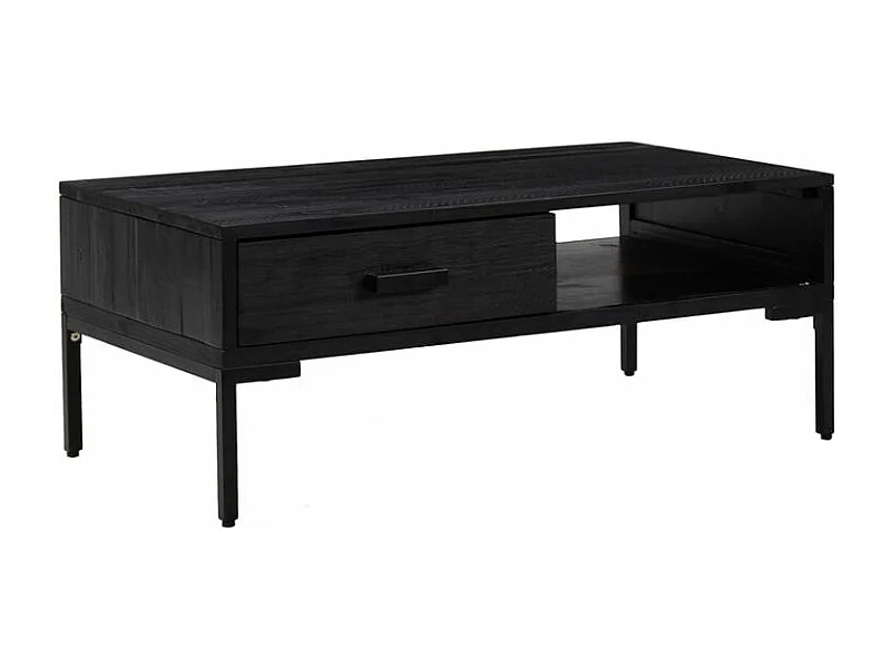 Table basse Noir 90x50x35 Bois de pin massif