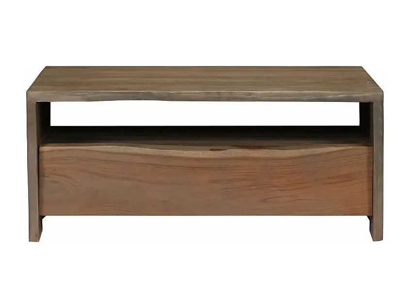 Table basse rectangulaire 1 tiroir acacia massif foncé Massala