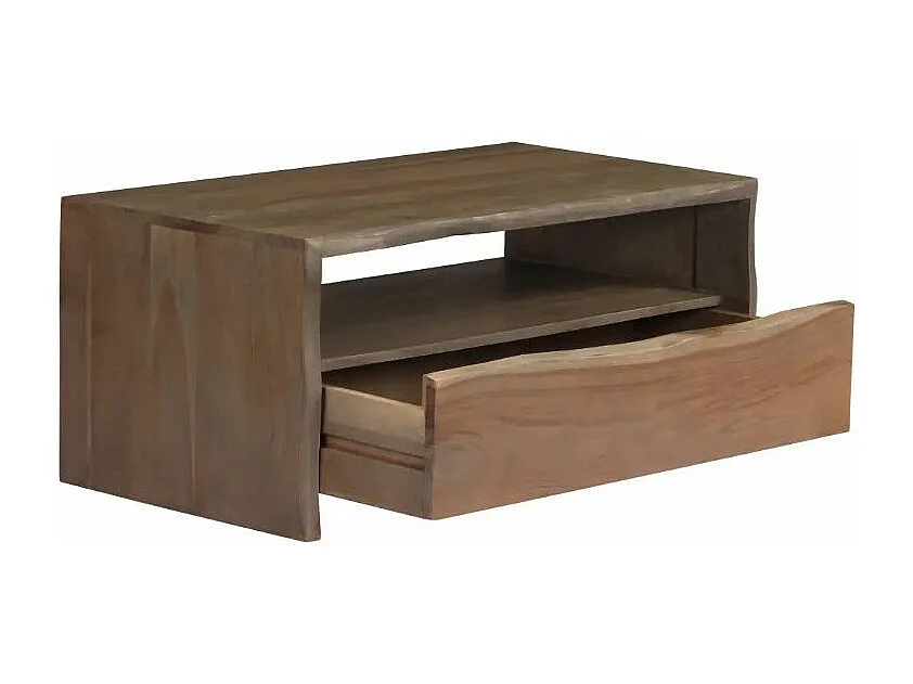 Table basse rectangulaire 1 tiroir acacia massif foncé Massala