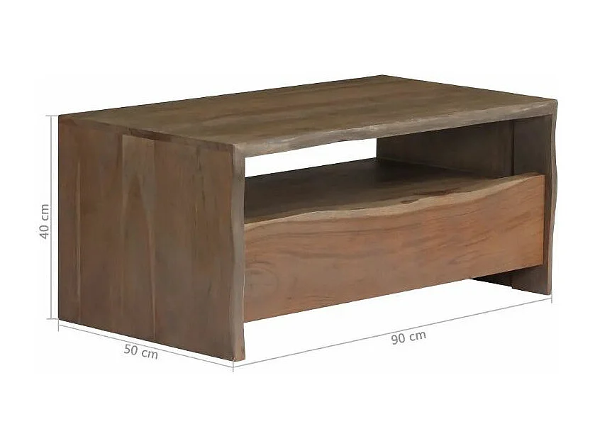 Table basse rectangulaire 1 tiroir acacia massif foncé Massala