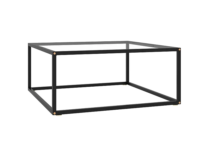 Table basse Noir avec verre trempé 80x80x35