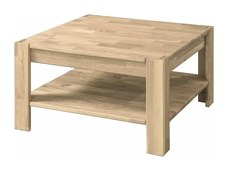 Table basse carrée en chêne massif blanchi Ritza 70cm