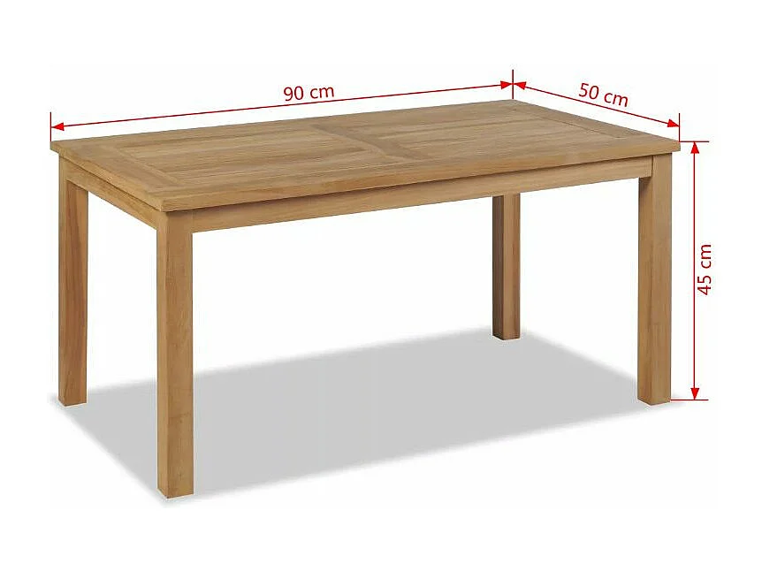 Table basse rectangulaire teck massif clair Rusta 90cm