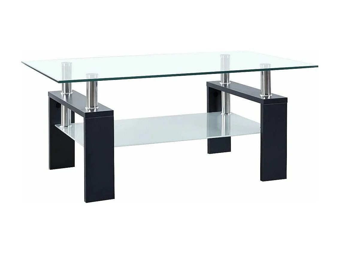Table basse Noir et transparent 95x55x40 Verre trempé