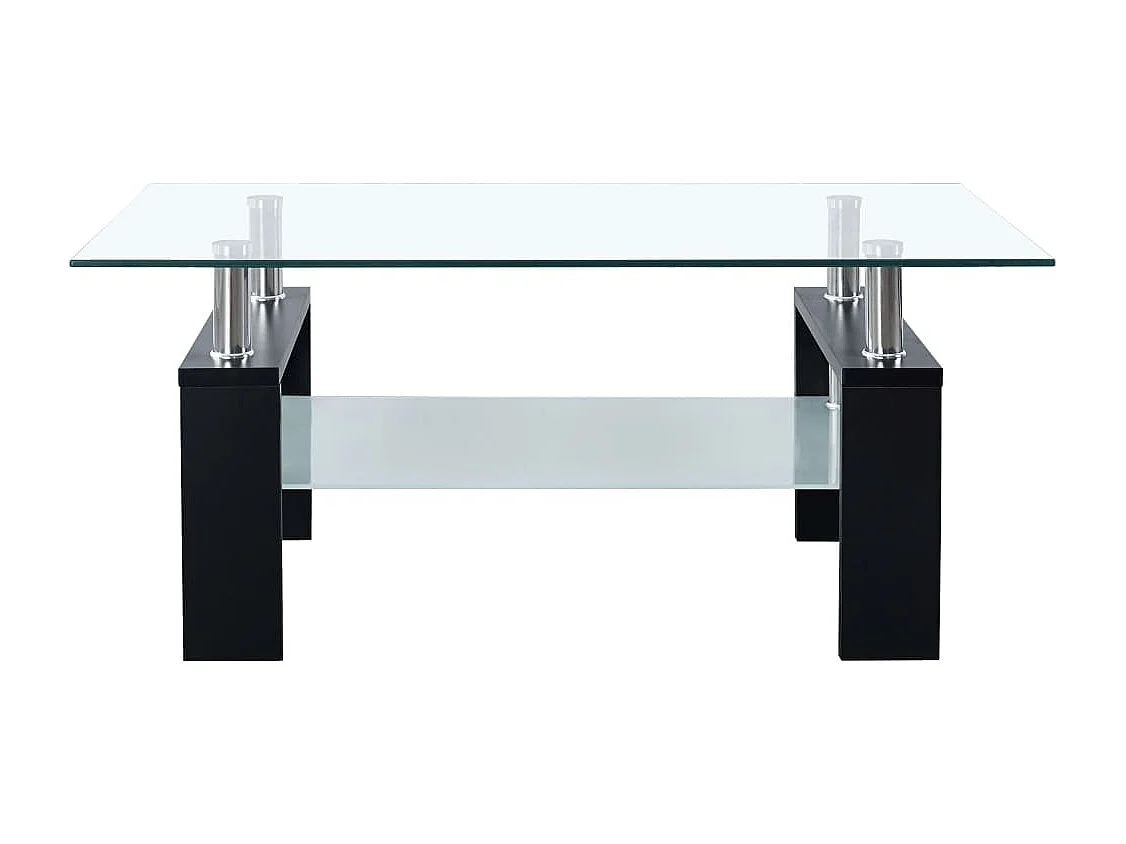 Table basse Noir et transparent 95x55x40 Verre trempé