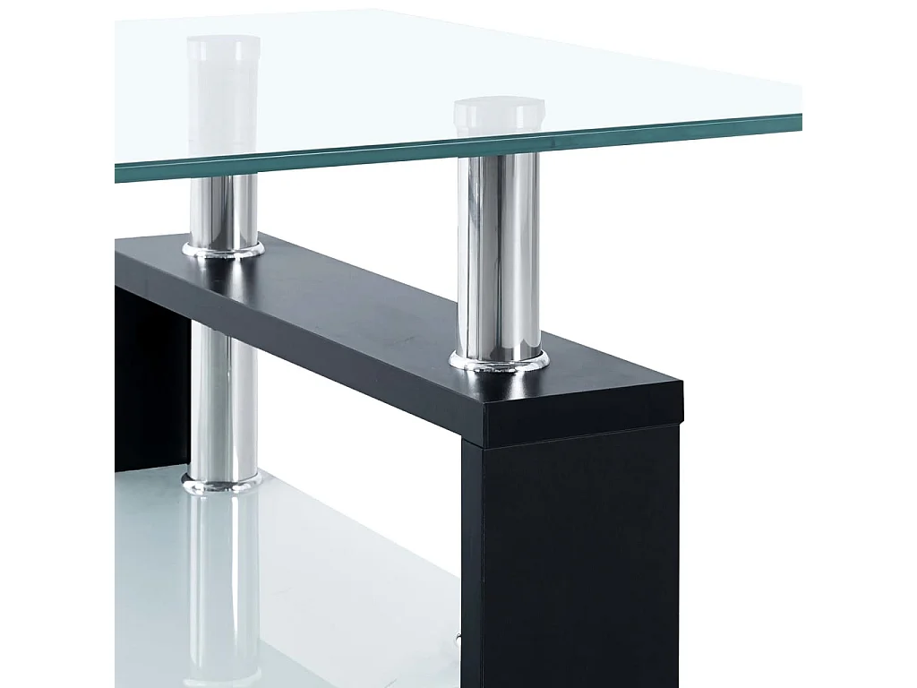 Table basse Noir et transparent 95x55x40 Verre trempé