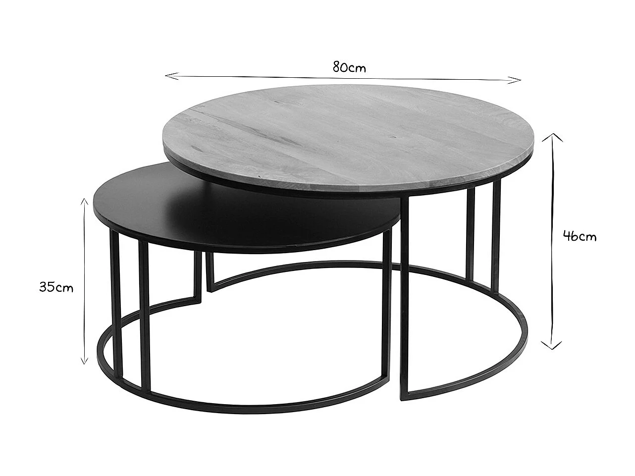 Tavolini da salotto estraibili design legno e metallo TAHL