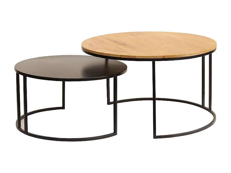 Mesas nido de centro diseño madera y metal TAHL