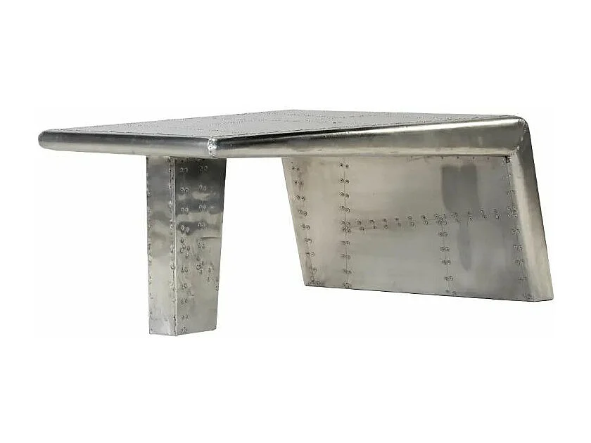 Table basse rectangulaire métal argenté Planes