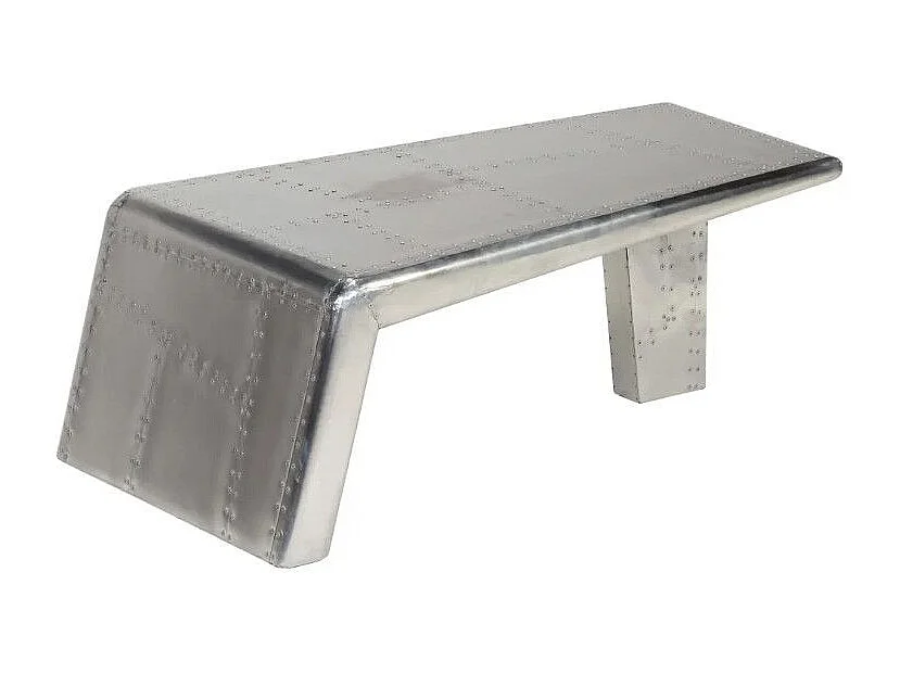 Table basse rectangulaire métal argenté Planes