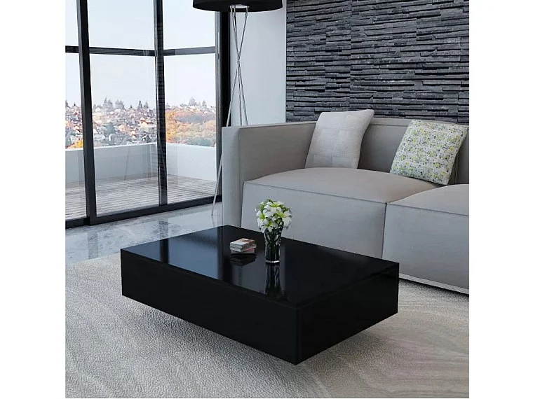 Table basse rectangulaire bois noir brillant Winter L 85