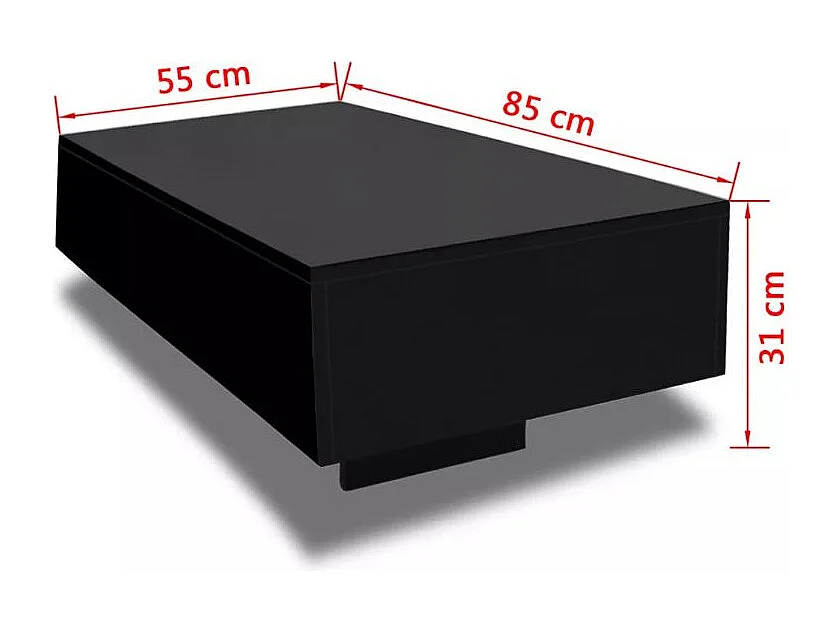 Table basse rectangulaire bois noir brillant Winter L 85