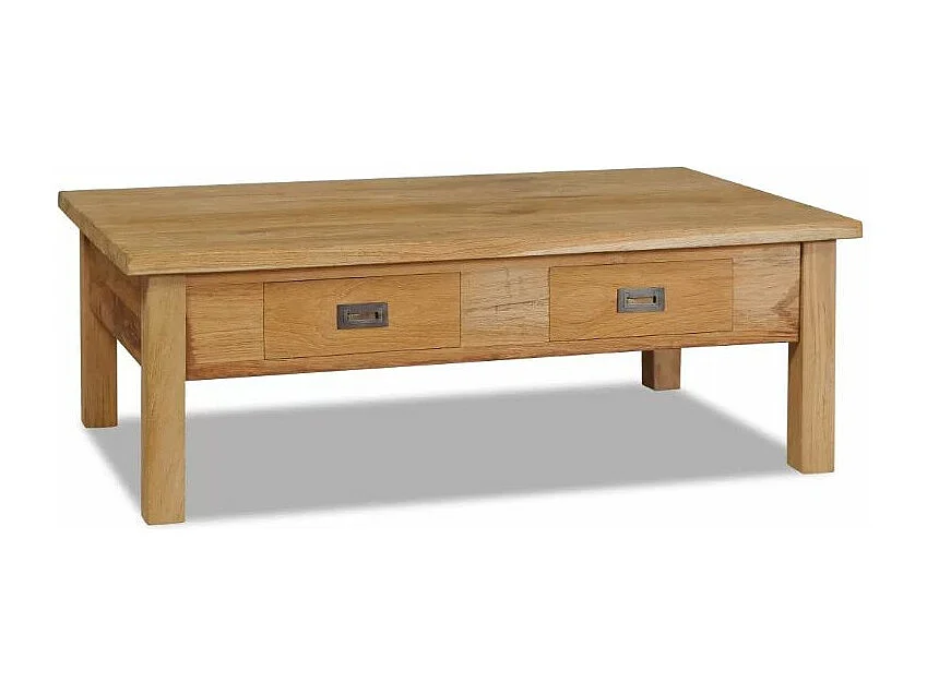 Table basse teck massif clair avec 2 tiroirs Aqua 100cm