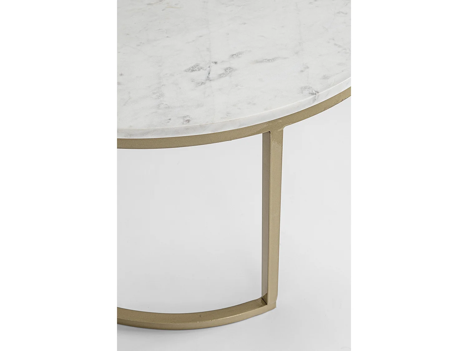 Table basse en marbre blanc et pieds acier doré Lary - Lot de 2
