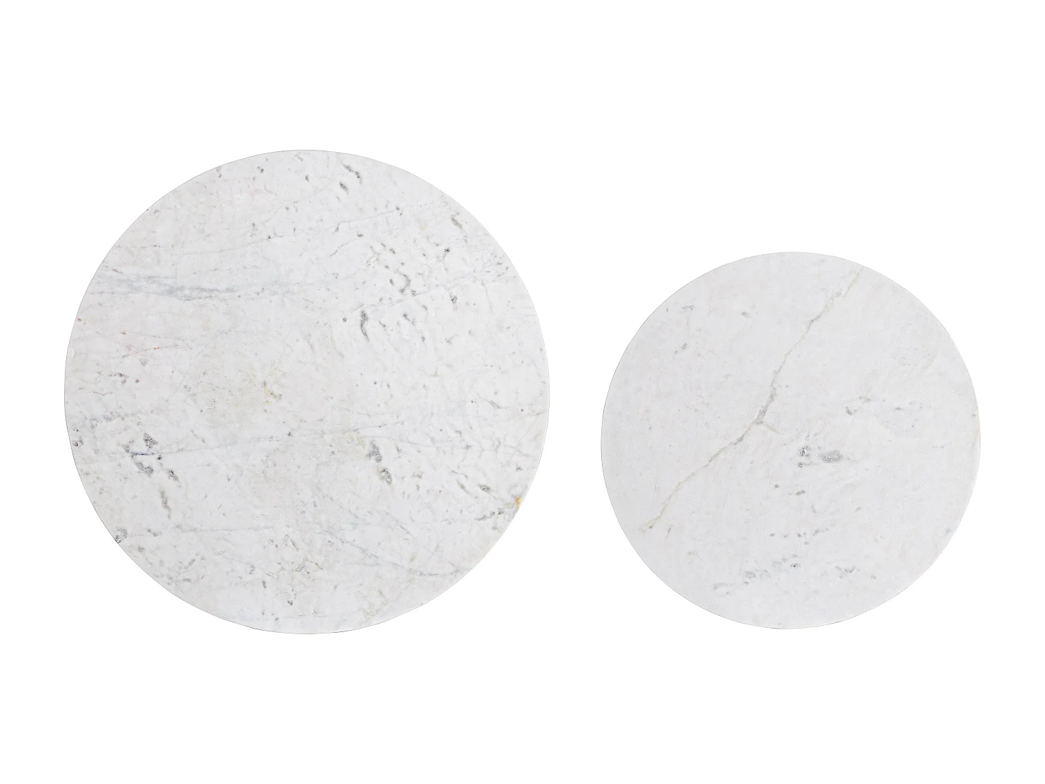 Table basse en marbre blanc et pieds acier doré Lary - Lot de 2