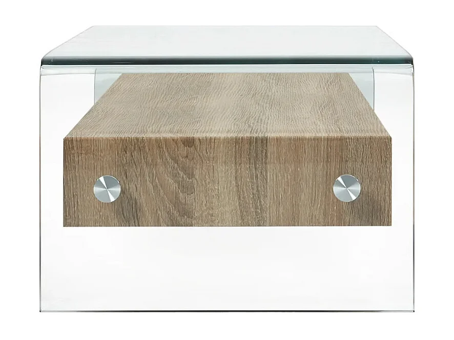 Table basse rectangulaire verre transparent et chêne clair Abyssa