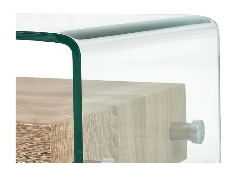 Table basse rectangulaire verre transparent et chêne clair Abyssa